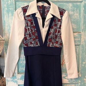 Vintage 60s 70s Geometric Brady Bunch dress maxi length retro cool Patricia Fair